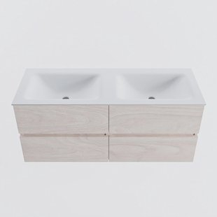 MONDIAZ VICA 120cm badmeubel onderkast Underlayment 4 lades. Wastafel CLOUD dubbel 2 kraangaten, kleur Talc.