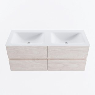 MONDIAZ VICA 120cm badmeubel onderkast Underlayment 4 lades. Wastafel CLOUD dubbel zonder kraangat, kleur Talc.