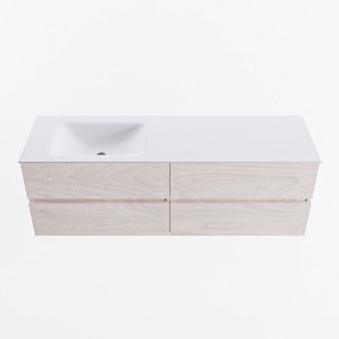 MONDIAZ VICA 150cm badmeubel onderkast Underlayment 4 lades. Wastafel CLOUD links 1 kraangat, kleur Talc.