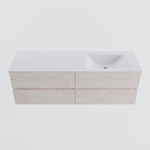 MONDIAZ VICA 150cm badmeubel onderkast Underlayment 4 lades. Wastafel CLOUD rechts 1 kraangat, kleur Talc.