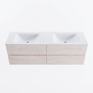 MONDIAZ VICA 150cm badmeubel onderkast Underlayment 4 lades. Wastafel CLOUD dubbel 2 kraangaten, kleur Talc.