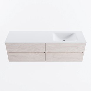 MONDIAZ VICA 160cm badmeubel onderkast Underlayment 4 lades. Wastafel CLOUD rechts 1 kraangat, kleur Talc.