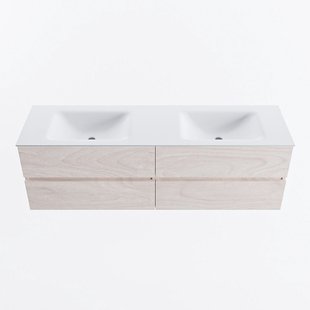 MONDIAZ VICA 160cm badmeubel onderkast Underlayment 4 lades. Wastafel CLOUD dubbel 2 kraangaten, kleur Talc.