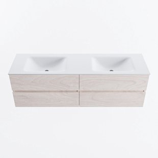 MONDIAZ VICA 160cm badmeubel onderkast Underlayment 4 lades. Wastafel CLOUD dubbel zonder kraangat, kleur Talc.