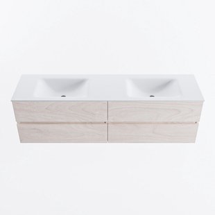 MONDIAZ VICA 170cm badmeubel onderkast Underlayment 4 lades. Wastafel CLOUD dubbel 2 kraangaten, kleur Talc.