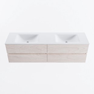MONDIAZ VICA 170cm badmeubel onderkast Underlayment 4 lades. Wastafel CLOUD dubbel zonder kraangat, kleur Talc.