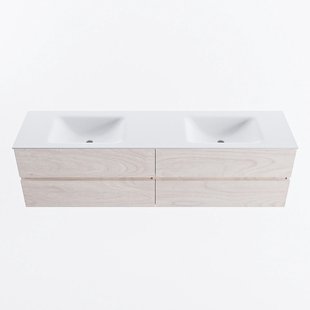 MONDIAZ VICA 180cm badmeubel onderkast Underlayment 4 lades. Wastafel CLOUD dubbel 2 kraangaten, kleur Talc.
