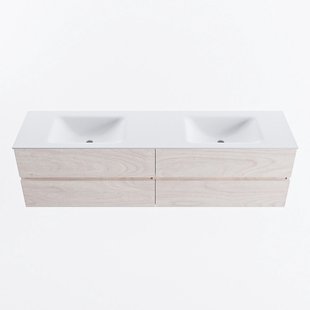 MONDIAZ VICA 180cm badmeubel onderkast Underlayment 4 lades. Wastafel CLOUD dubbel zonder kraangat, kleur Talc.