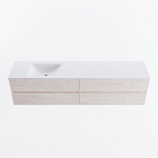 MONDIAZ VICA 200cm badmeubel onderkast Underlayment 4 lades. Wastafel CLOUD links 1 kraangat, kleur Talc.