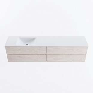 MONDIAZ VICA 200cm badmeubel onderkast Underlayment 4 lades. Wastafel CLOUD links zonder kraangat, kleur Talc.