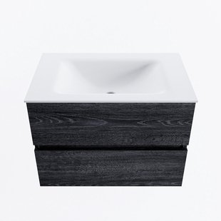 MONDIAZ VICA 70cm badmeubel onderkast Antracite 2 lades. Wastafel CLOUD midden zonder kraangat, kleur Talc.