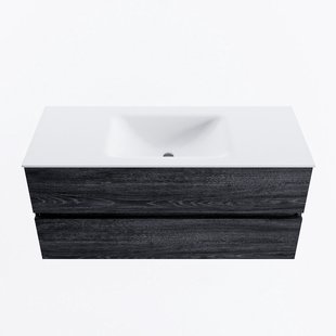 MONDIAZ VICA 110cm badmeubel onderkast Antracite 2 lades. Wastafel CLOUD midden 1 kraangat, kleur Talc.