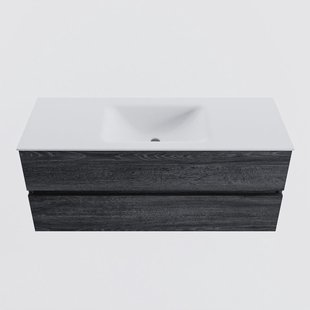 MONDIAZ VICA 120cm badmeubel onderkast Antracite 2 lades. Wastafel CLOUD midden 1 kraangat, kleur Talc.