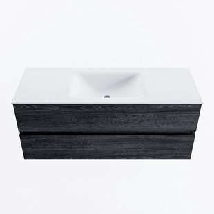 MONDIAZ VICA 120cm badmeubel onderkast Antracite 2 lades. Wastafel CLOUD midden zonder kraangat, kleur Talc.