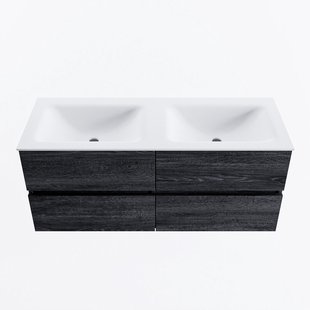 MONDIAZ VICA 120cm badmeubel onderkast Antracite 4 lades. Wastafel CLOUD dubbel zonder kraangat, kleur Talc.