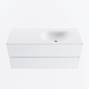 MONDIAZ VICA 110cm badmeubel onderkast Talc 2 lades. Wastafel MOON rechts 1 kraangat, kleur Talc.