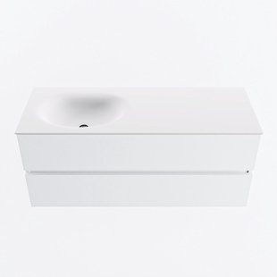 MONDIAZ VICA 120cm badmeubel onderkast Talc 2 lades. Wastafel MOON links 1 kraangat, kleur Talc.