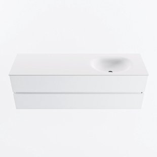 MONDIAZ VICA 150cm badmeubel onderkast Talc 2 lades. Wastafel MOON rechts 1 kraangat, kleur Talc.