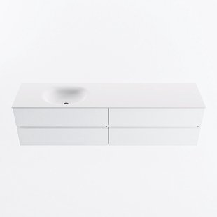 MONDIAZ VICA 190cm badmeubel onderkast Talc 4 lades. Wastafel MOON links 1 kraangat, kleur Talc.