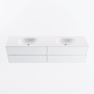 MONDIAZ VICA 190cm badmeubel onderkast Talc 4 lades. Wastafel MOON dubbel 2 kraangaten, kleur Talc.