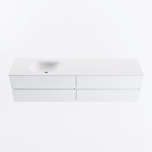 MONDIAZ VICA 190cm badmeubel onderkast Talc 4 lades. Wastafel MOON links zonder kraangat, kleur Talc.