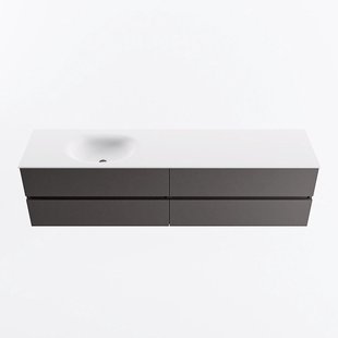 MONDIAZ VICA 190cm badmeubel onderkast Dark Grey 4 lades. Wastafel MOON links 1 kraangat, kleur Talc.