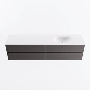 MONDIAZ VICA 190cm badmeubel onderkast Dark Grey 4 lades. Wastafel MOON rechts 1 kraangat, kleur Talc.