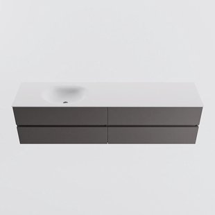 MONDIAZ VICA 190cm badmeubel onderkast Dark Grey 4 lades. Wastafel MOON links zonder kraangat, kleur Talc.
