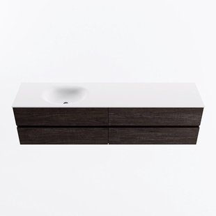 MONDIAZ VICA 190cm badmeubel onderkast Dark Brown 4 lades. Wastafel MOON links 1 kraangat, kleur Talc.