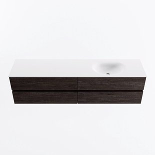 MONDIAZ VICA 190cm badmeubel onderkast Dark Brown 4 lades. Wastafel MOON rechts 1 kraangat, kleur Talc.