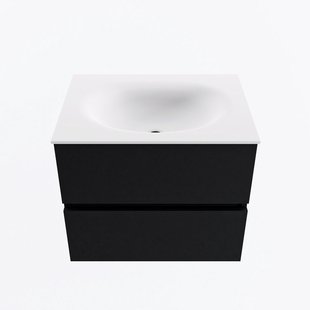 MONDIAZ VICA 60cm badmeubel onderkast Urban 2 lades. Wastafel MOON midden zonder kraangat, kleur Talc.