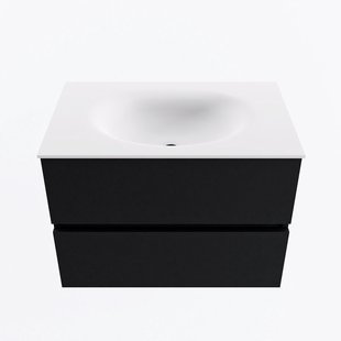 MONDIAZ VICA 70cm badmeubel onderkast Urban 2 lades. Wastafel MOON midden zonder kraangat, kleur Talc.