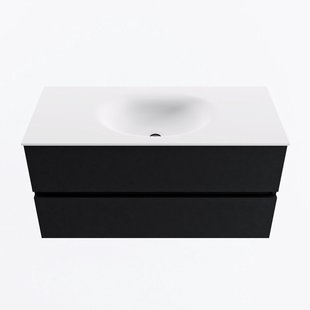 MONDIAZ VICA 100cm badmeubel onderkast Urban 2 lades. Wastafel MOON midden 1 kraangat, kleur Talc.