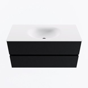 MONDIAZ VICA 100cm badmeubel onderkast Urban 2 lades. Wastafel MOON midden zonder kraangat, kleur Talc.