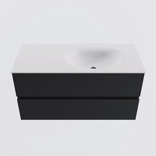 MONDIAZ VICA 100cm badmeubel onderkast Urban 2 lades. Wastafel MOON rechts zonder kraangat, kleur Talc.