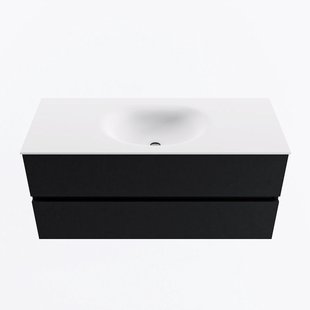 MONDIAZ VICA 110cm badmeubel onderkast Urban 2 lades. Wastafel MOON midden 1 kraangat, kleur Talc.