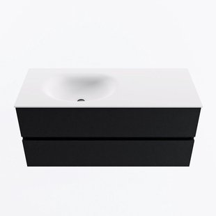 MONDIAZ VICA 110cm badmeubel onderkast Urban 2 lades. Wastafel MOON links 1 kraangat, kleur Talc.