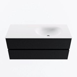 MONDIAZ VICA 110cm badmeubel onderkast Urban 2 lades. Wastafel MOON rechts 1 kraangat, kleur Talc.