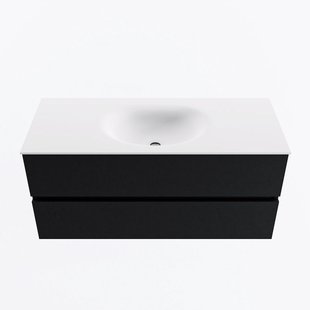 MONDIAZ VICA 110cm badmeubel onderkast Urban 2 lades. Wastafel MOON midden zonder kraangat, kleur Talc.