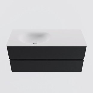 MONDIAZ VICA 110cm badmeubel onderkast Urban 2 lades. Wastafel MOON links zonder kraangat, kleur Talc.