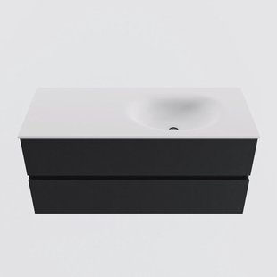 MONDIAZ VICA 110cm badmeubel onderkast Urban 2 lades. Wastafel MOON rechts zonder kraangat, kleur Talc.