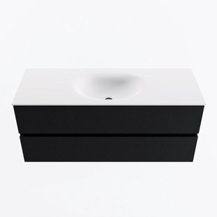 MONDIAZ VICA 120cm badmeubel onderkast Urban 2 lades. Wastafel MOON midden 1 kraangat, kleur Talc.