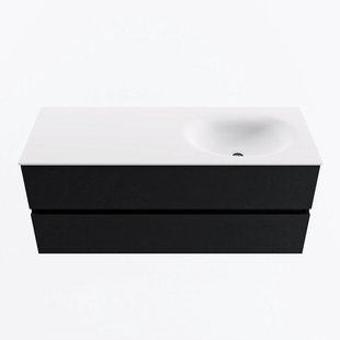 MONDIAZ VICA 120cm badmeubel onderkast Urban 2 lades. Wastafel MOON rechts 1 kraangat, kleur Talc.