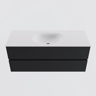 MONDIAZ VICA 120cm badmeubel onderkast Urban 2 lades. Wastafel MOON midden zonder kraangat, kleur Talc.