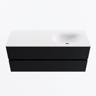 MONDIAZ VICA 120cm badmeubel onderkast Urban 2 lades. Wastafel MOON rechts zonder kraangat, kleur Talc.