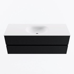 MONDIAZ VICA 130cm badmeubel onderkast Urban 2 lades. Wastafel MOON midden 1 kraangat, kleur Talc.