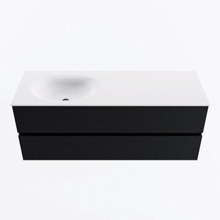 MONDIAZ VICA 130cm badmeubel onderkast Urban 2 lades. Wastafel MOON links 1 kraangat, kleur Talc.