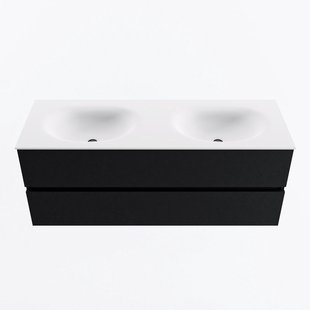 MONDIAZ VICA 130cm badmeubel onderkast Urban 2 lades. Wastafel MOON dubbel 2 kraangaten, kleur Talc.