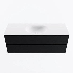 MONDIAZ VICA 130cm badmeubel onderkast Urban 2 lades. Wastafel MOON midden zonder kraangat, kleur Talc.