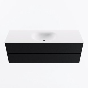 MONDIAZ VICA 140cm badmeubel onderkast Urban 2 lades. Wastafel MOON midden 1 kraangat, kleur Talc.